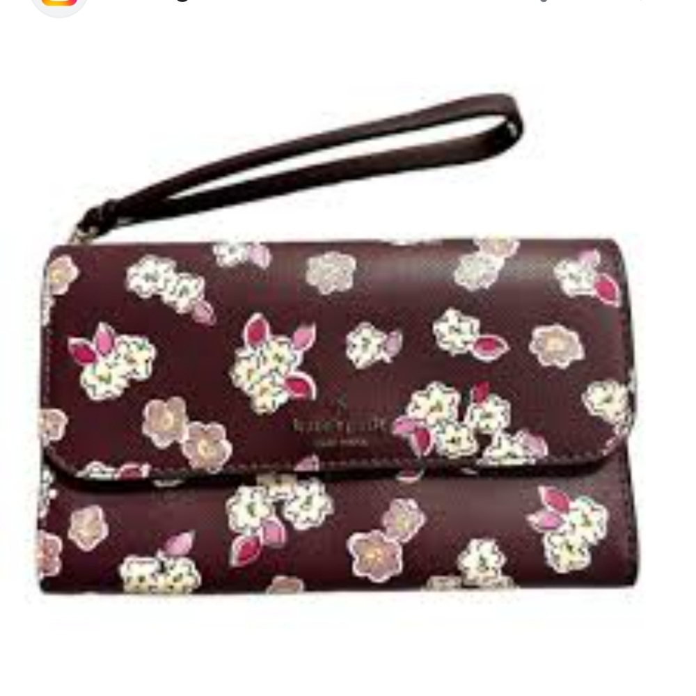 NWT KATE SPADE MEDIUM FLAP PHONE WRISTLET WALLET FLORAL **READY TO GIFT IN BOX**
